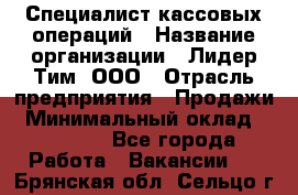 Специалист кассовых операций › Название организации ­ Лидер Тим, ООО › Отрасль предприятия ­ Продажи › Минимальный оклад ­ 16 000 - Все города Работа » Вакансии   . Брянская обл.,Сельцо г.